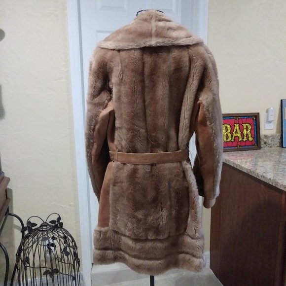 Vintage 60s Lilli Ann Suede/Faux Fur Belted Coat - Picture 2 of 16